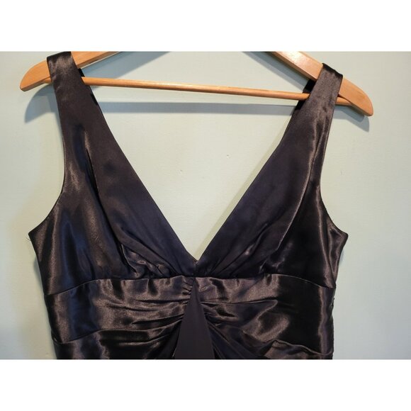 Vtg Black Satin Sleeveless V Neck Ruched Top Sz L Fairygrunge Whimsygoth - Picture 3 of 5